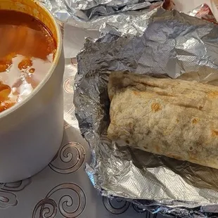 Menudo and Carne Asada Burrito
