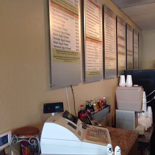 Menus behind order counter