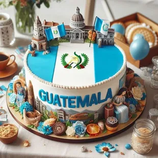  a cake decorated with the flag of guatemala