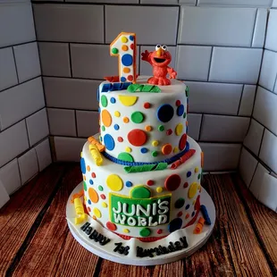 a colorful birthday cake