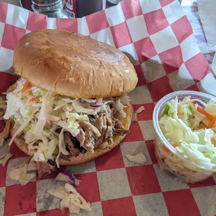 Carolina Pig with slaw on the side.  Yes I knew there was slaw on the sammich, but I was trying to be "healthy-ish"