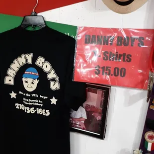 NEW! Danny Boy's t-shirt $15.00.
