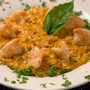 Tuscan Risotto with Garlic Parm Shrimp