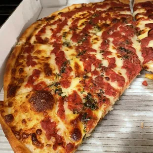 Cheese pizza with circles