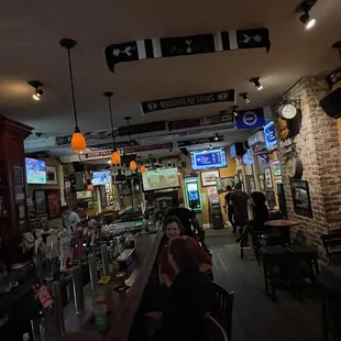 a bar with people sitting at the bar