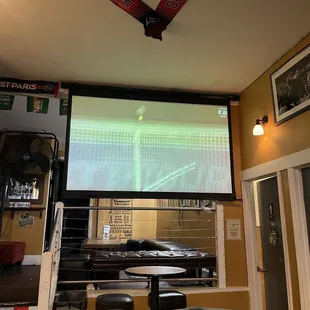 Tennis on tv in back