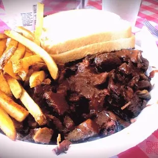 Burnt Ends and fries.