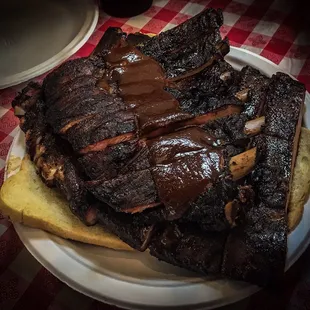 What is left of the full rib platter.