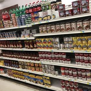shelves full of food items