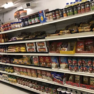 shelves full of food