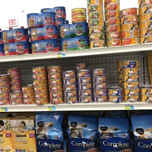 shelves of canned food