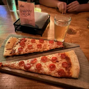 Two pepperonis and two beers