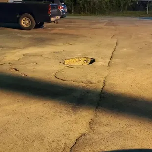 a parking lot at night