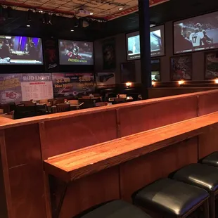 TV&apos;s on every wall of dining