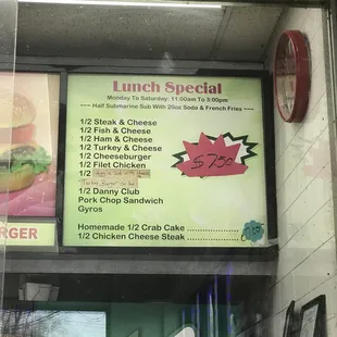 Lunch special menu! A good deal