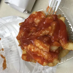 French fries with ketchup