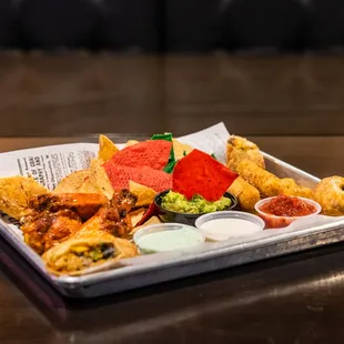 a tray of food on a table