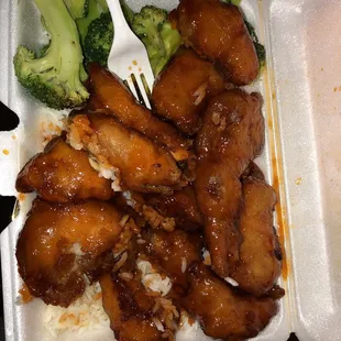 orange chicken with white rice (flash)