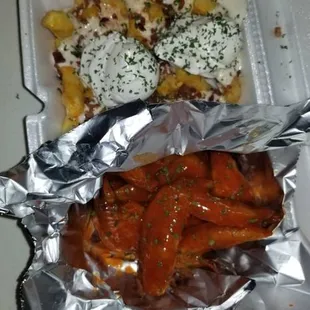 Hot wings and loaded fries