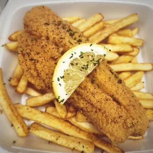 Fried fish and French fries