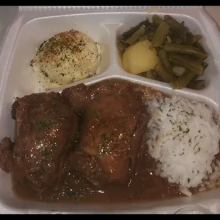 Turkey Necks gravy and rice