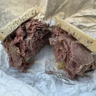 Sickly looking corned beef the color of Arby's