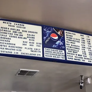 Current menu prices