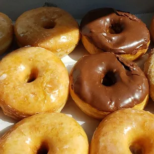 a box of glazed donuts