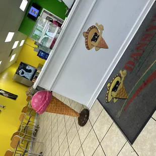 an ice cream cone in the corner