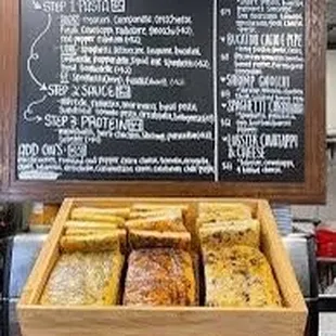 Menu and focaccia