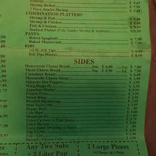 the menu