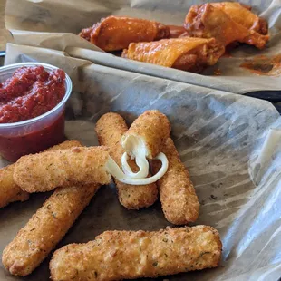 Delicious sticks and wings