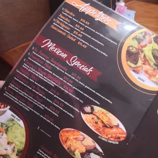 a menu for mexican specials