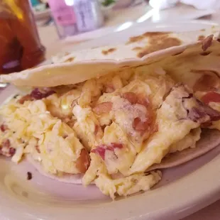 Bacon and egg taco