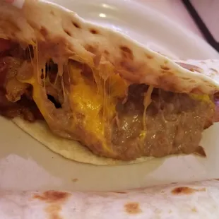 Bean and cheese with bacon taco