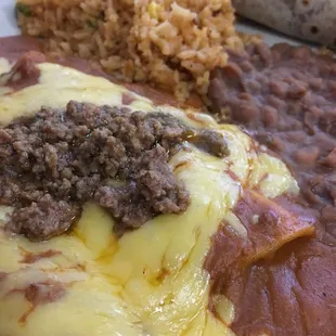 Beef Enchiladas with Carne Guisada Taco