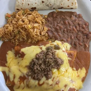 Beef Enchiladas with Carne Guisada Taco