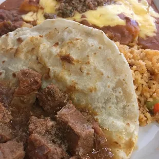 Beef Enchiladas with Carne Guisada Taco