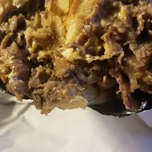 Steak and cheese sub with mayo