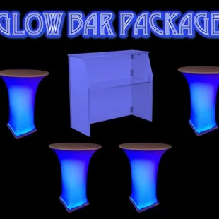 Glow bar top tables and mobile bar station