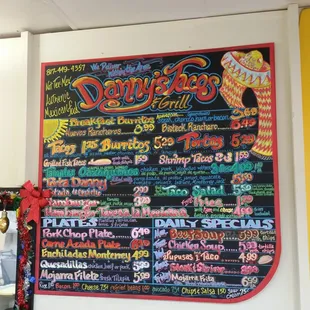 Menu board