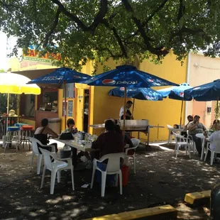 Shade by a BIG tree!  Nice and breezy "al fresco" lunch.