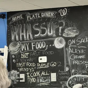 a menu on a blackboard