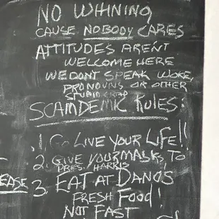 a menu written on a chalkboard