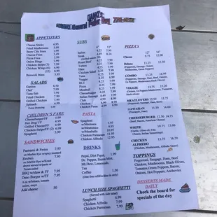 menu