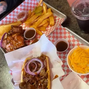 1/4 rib rack combo and tri-tip sandwich combo