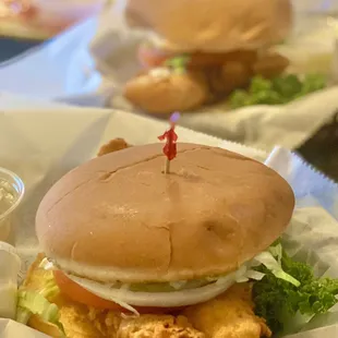 Grouper sammy in front Haddock in back both amazballs yum yum yum :)...