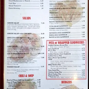 Full menu