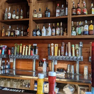 shelves of liquor and beer