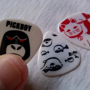 Pickboy designer guitar pcks from Japan! At 75 cents each, probably better to collect that use them huh? Photo by Eric Alcantara